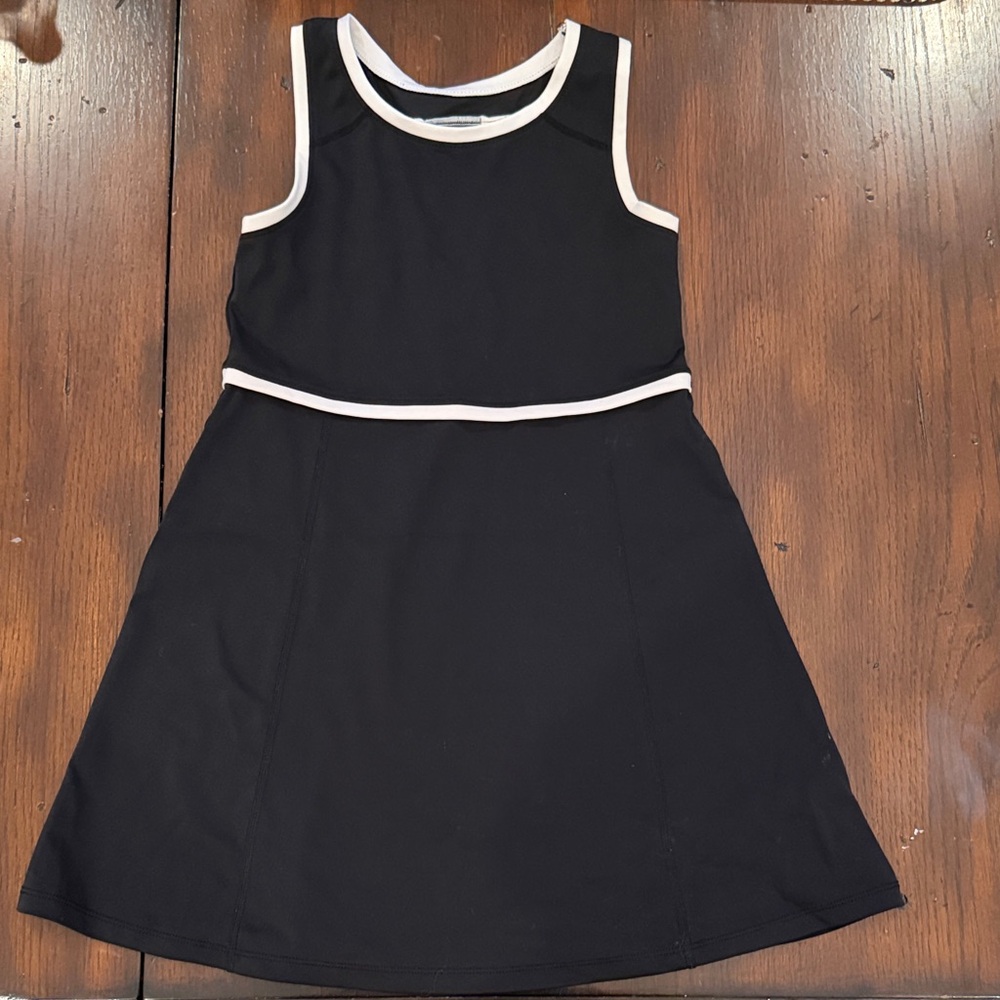 Tommy Bahama Girls Black Athletic Tank Dress with White Trim